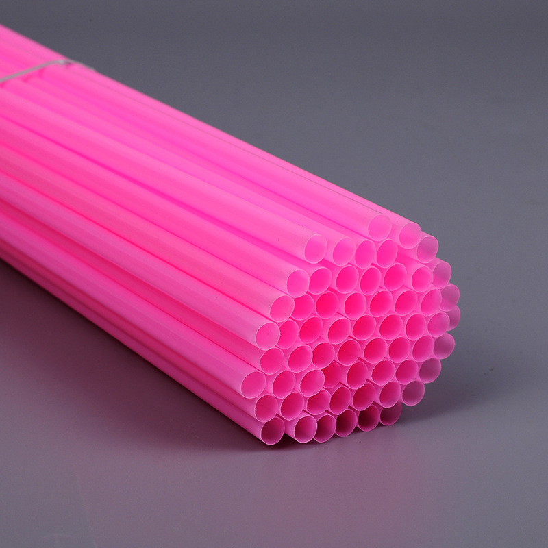 Paja de plástico desechable transfronteriza 6*260mm tubo recto PP niños hechos a mano material de bricolaje decoración de cóctel 12 colores