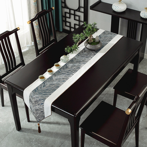 Marble table flag high precision splicing gold wire jacquard light luxury table flag living room conference room model room tassel