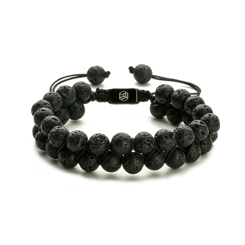 Amazon Venta caliente 8mm Tigre ojo Piedra Negro imán pulsera doble capa tejida Piedra Natural yoga pulsera de cuentas para hombres