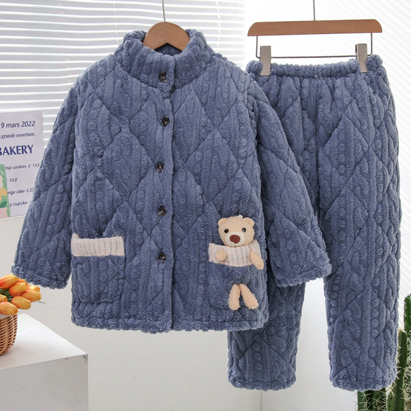 Pyjama chaud en molleton pour enfants filles et garçons_voghion.com