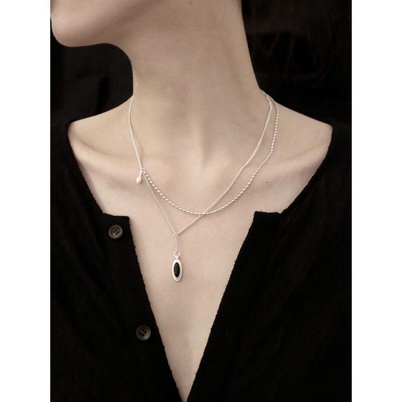 Blamed Jewelry New 925 Silver Designer Niche Design High-end Cold Style Star Rail Double Layer Necklace for Women