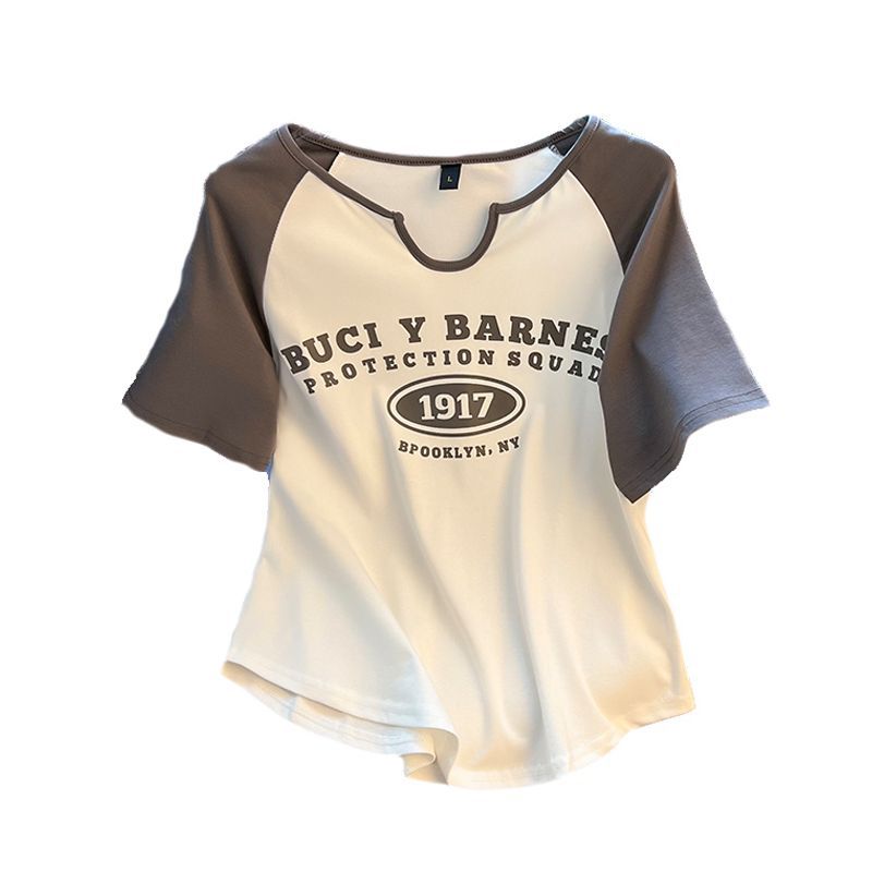 Más tamaño gordita chica vientre-que cubre la parte superior de adelgazamiento para las mujeres verano diseño sentido nicho falso de dos piezas hombro manga corta camiseta