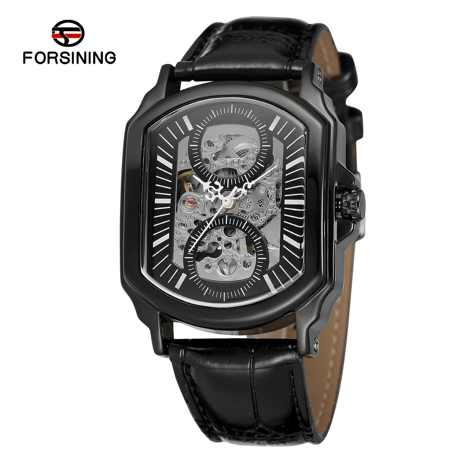 Forsini watch black mechanical watch men's and women's belt wrist watch automatic mechanical watch