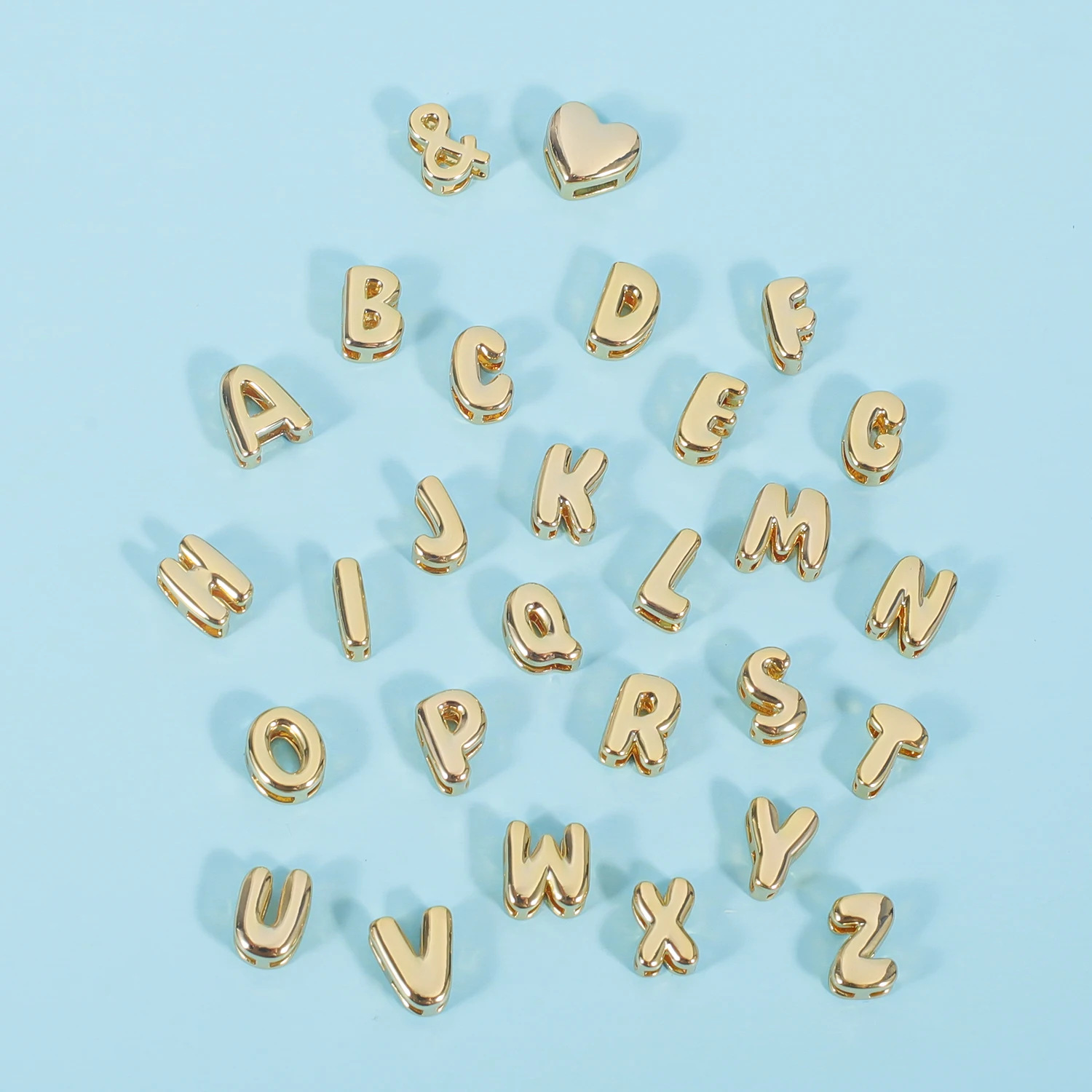 DIY Jewelry Accessories Classification 1 Piece 7*10mm Copper 18K Gold Plated Letter Polished Beads