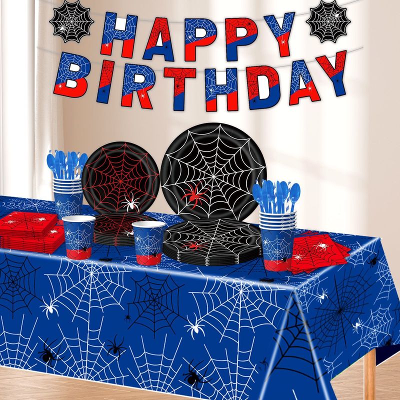 アマゾンハロウィーンクモの巣テーマパーティー食器用品誕生日パーティー旗バナー紙皿装飾品|undefined