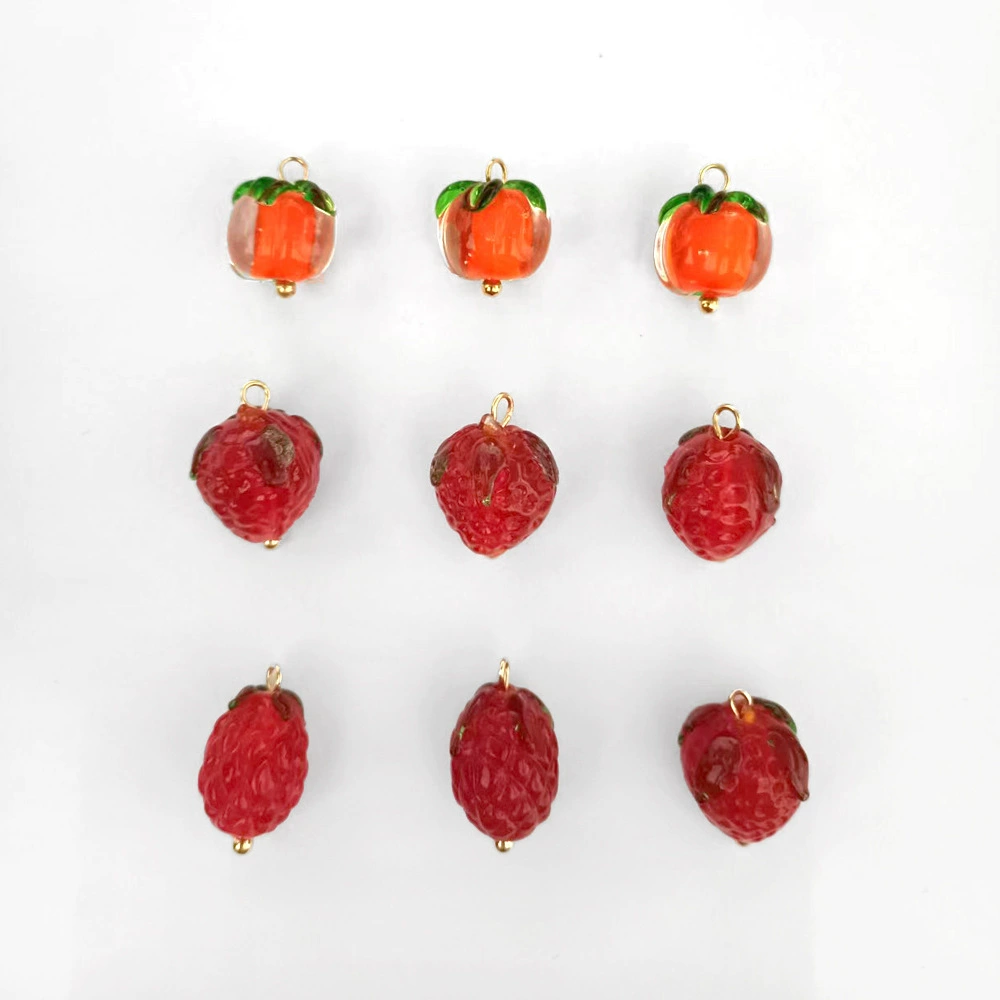 Яблочная хурма оранжевая клубника фруктовая глазурованная стеклянная жемчужина DIY серьги ручной работы ювелирные изделия ожерелье аксессуар материал