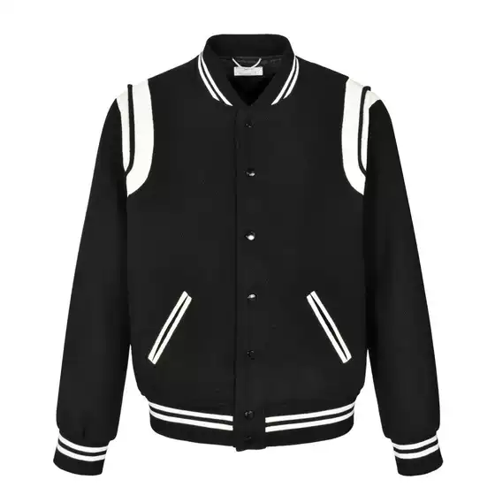 Correct Version YS 25FW Autumn/Winter New Classic Leather-Trim Black and White Bomber Collar Jacket Amazon Cross-Border