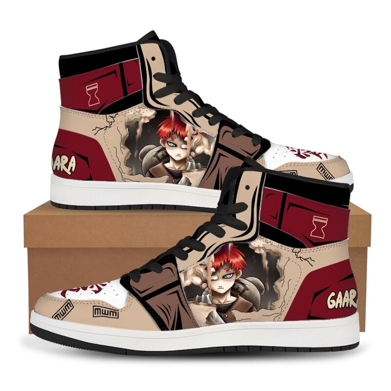 Brown basketball shoes fire shadow animation shoes I love Luo printing a generation of printing cross-border high PU shoes