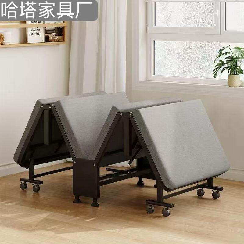 Lunch Break Bed, Single Folding Bed, Office Company Nap Bed, Simple Bed with Wheels, Portable Bed for Hospital Companions, Wholesale