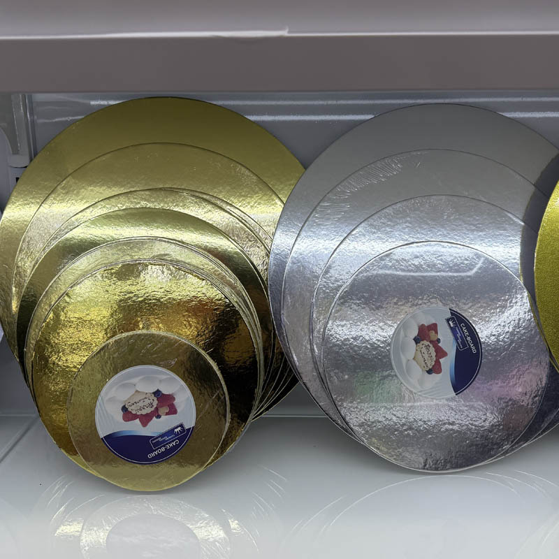 Factory direct base de pastel redondo oro junta pastel de cumpleaños mousse horneado embalaje bandeja de pastel