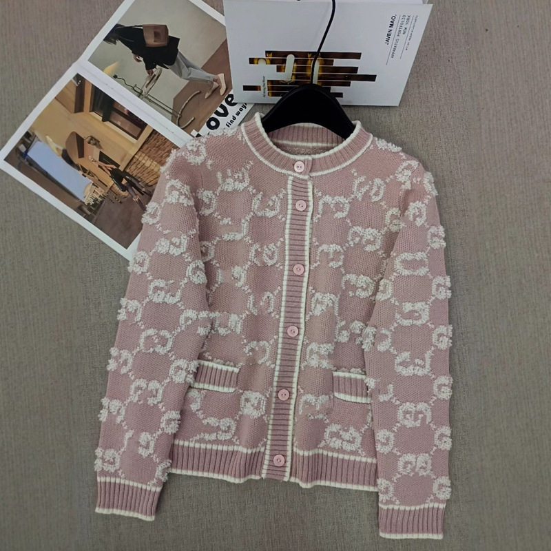 Shenzhen Nanyou Goods ~ High Version 2025 Spring and Summer New Double g Letter Jacquard Towel Embroidered Knitted Cardigan