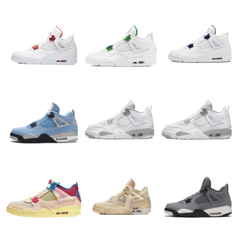 Putian Aj4 Pure Original Shoes High-Quality Air Cushion Joe 4 White Cement Electric Mother White Sail Paris Couple Heightening Basketball Shoes