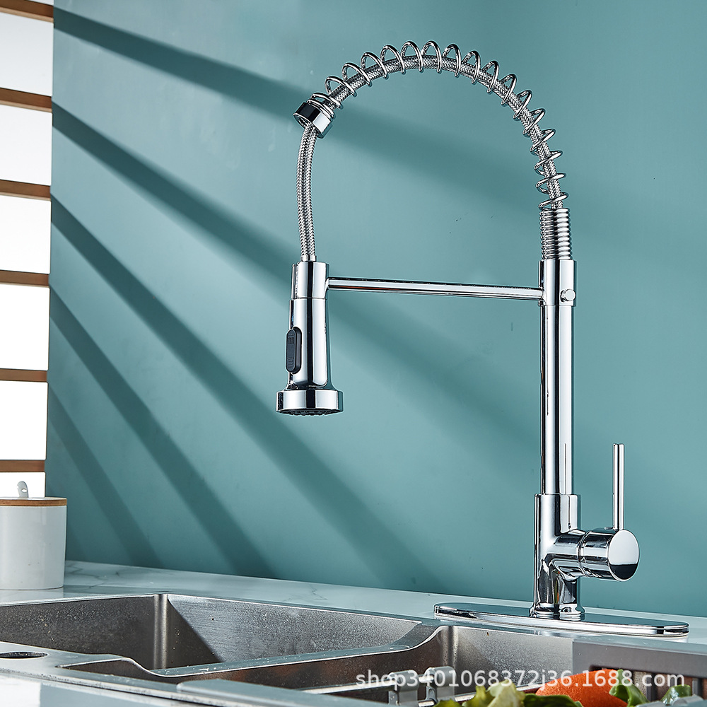 Grifos de cocina de primavera de doble función negros transfronterizos caliente y frío giratorios universales lavabo de verduras lavabo a prueba de salpicaduras