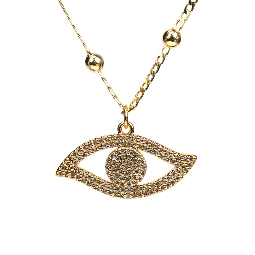 New Creative Devil's Eye Copper Inlaid Zircon Gold-plated Necklace display picture 2