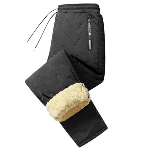 Men's Winter Fleece Lined Thick Outerwear Windproof Casual Long Pants Sports Cold Resistant Upgraded Cotton Pants Northeast Warmth Pants