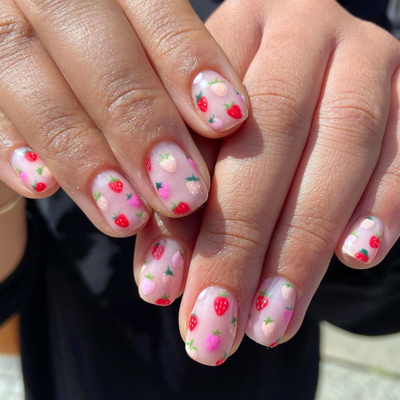 Short Square Armor Early Spring Contrast Strawberry Simple Fresh Sweet Spring Foreign Trade Wear Armor Nail 24 Nails Short Square Armor Early Spring Contrast Strawberry Simple Fresh Sweet Spring Foreign Trade Wear Armor Nail 24 Nails