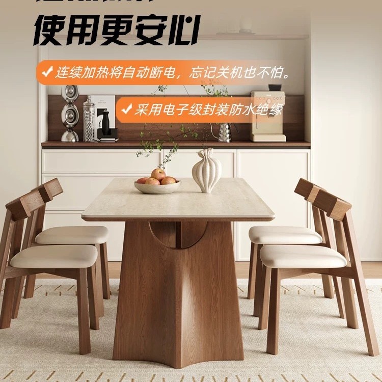 Mesa de comedor de madera maciza rectangular, diseño minimalista moderno, estilo retro, apartamento pequeño mate, mesa de comedor de tablero de roca blanca pura para el hogar