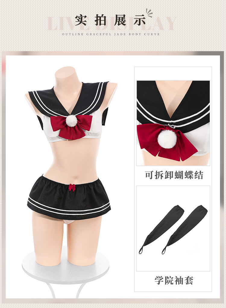 Feimu Selects JK Uniform Costume Set with Pleated Skirt, Tie and Thong — detail image 32
