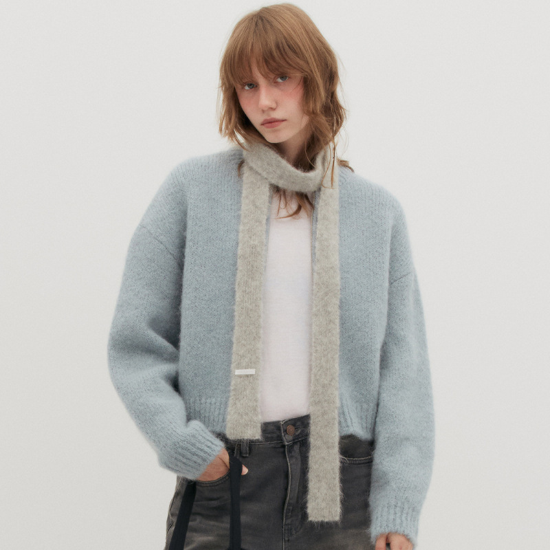 In Stock Low Sweater Cardigan Women's 2025 Autumn and Winter New Design High-End Loose Zipper Knitted Jacket