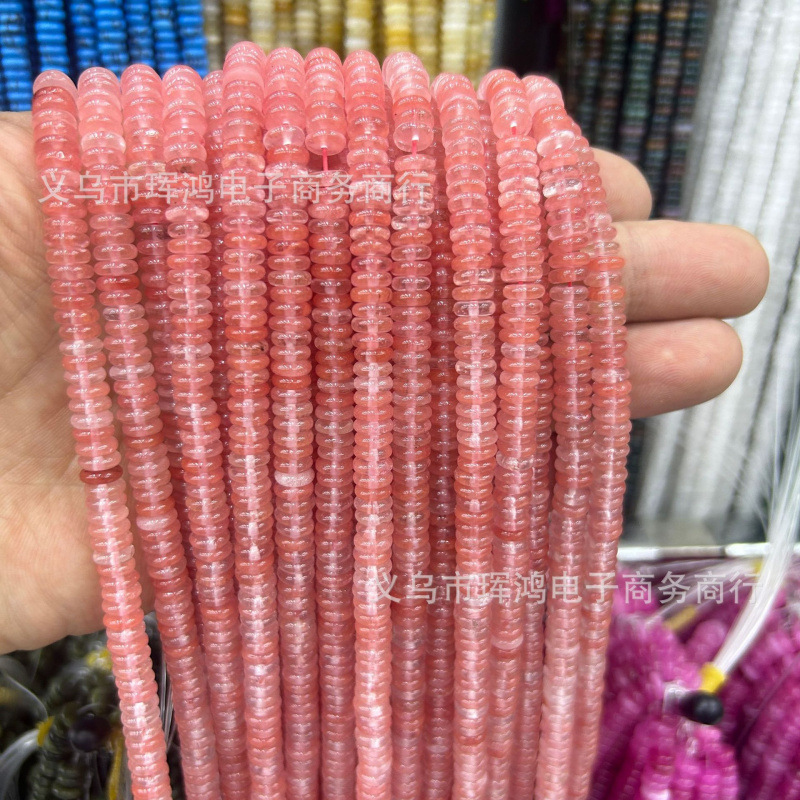 天然石2*6mm亚马逊算盘珠虎眼圆片散珠diy饰品配件定位珠隔片串珠|undefined