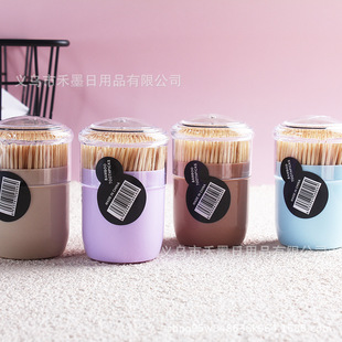 Disposable bamboo open lid double-headed toothpick English gourd bottle bamboo stick fruit stick household hotel barrel toothpick