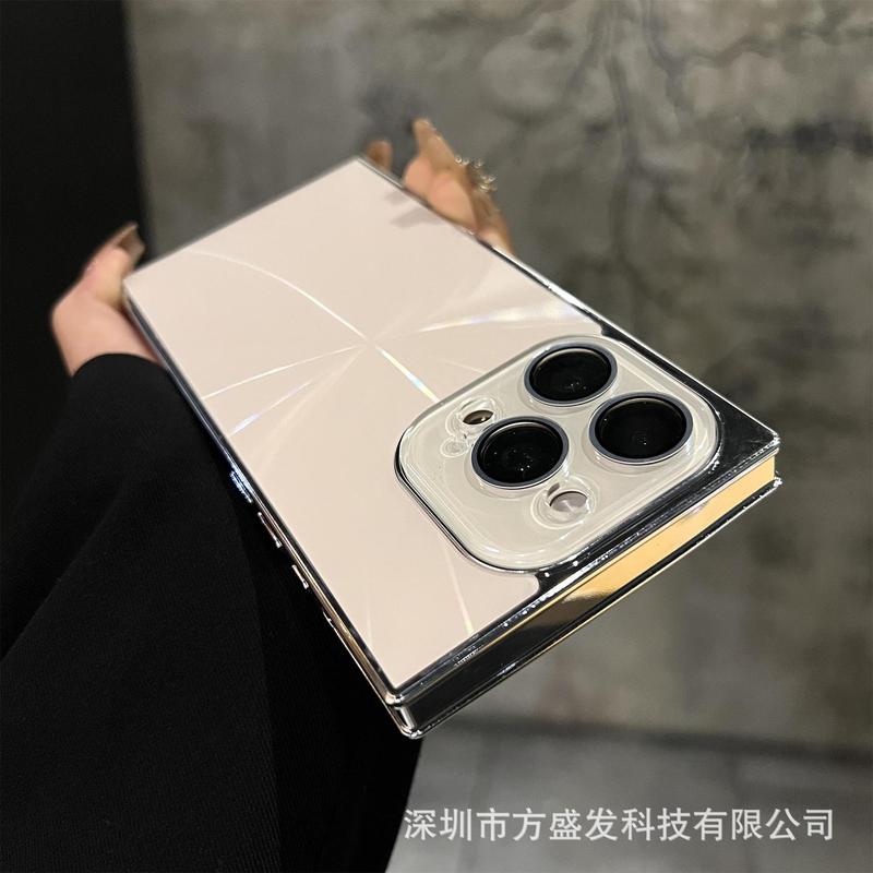 iPhone16promax 携帯電話ケース オーロラレーザーレンズホルダー Apple 15 電気メッキスクエア保護カバーに適しています。|undefined