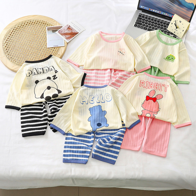 Children's Home Wear Set, Summer Pure Cotton Boys' Pajamas, Girls' Air-Conditioning Clothing, Baby Custom-Made Cute Style