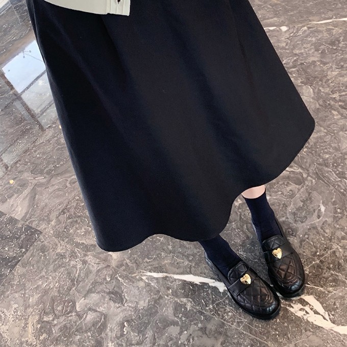 羊皮小香风爱心菱格真皮厚底乐福鞋女一脚蹬懒人配裙子学院小皮鞋|undefined