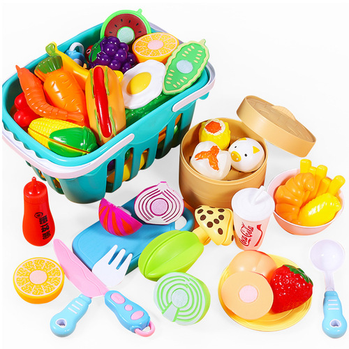 Children's cutting fruits and playing house vegetables for babies boys and girls cutting and enjoying steamers for breakfast fruit and vegetable kitchen toys wholesale