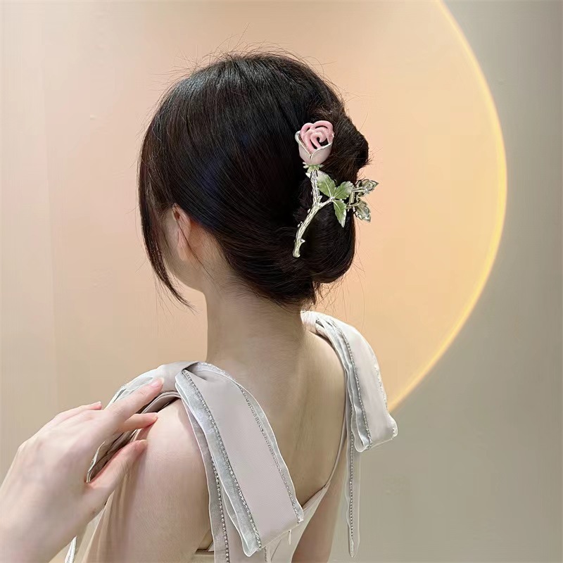 48g Weight Hair Claws Hair Accessories Type 1 Piece Quantity Daily, Street Occasion Alloy Material Rose Pattern All Seasons Season Women's Gender IG Style, Sweet Style IG Style Sweet Women's Rose Alloy Hair Claws 8