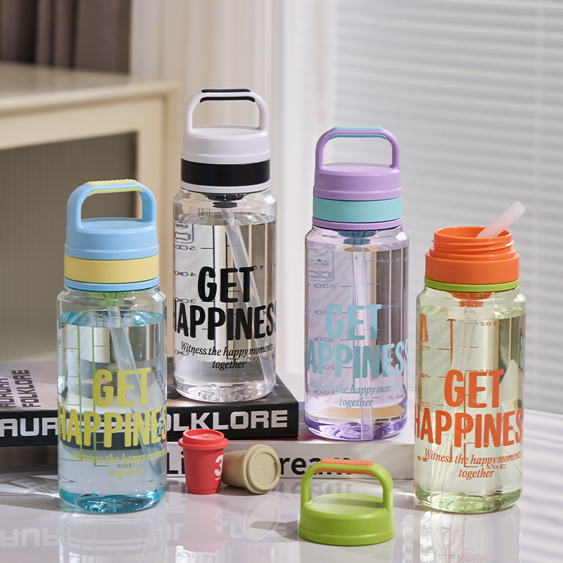 大容量户外运动水杯男女健身水壶直饮滤网提把太空杯旋转盖手提杯