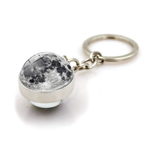Solar system planet planet key chain pendant Galaxy nebula time gem metal key ring key chain pendant