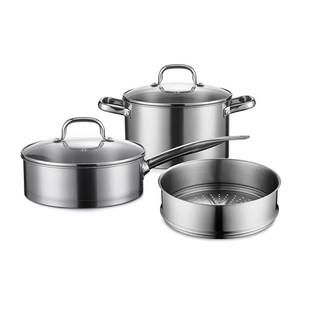 Deslangfossen Multi-Purpose Set A/B Wok Soup Pot Steaming Grids Three-Piece Set of Pots and Two-Piece Set