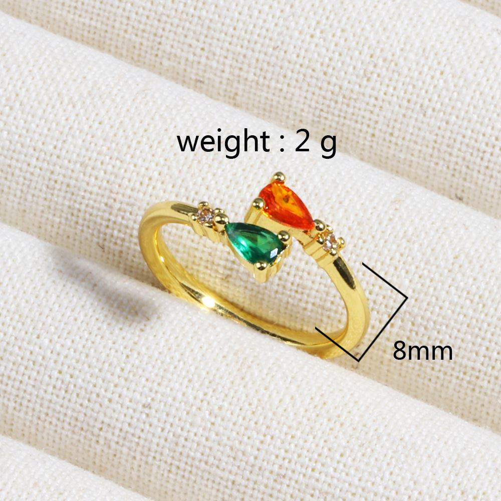 18K Gold Plated Plating Material Brass 18K Gold Plated Plating Inlay Solid Color Zircon Open Rings