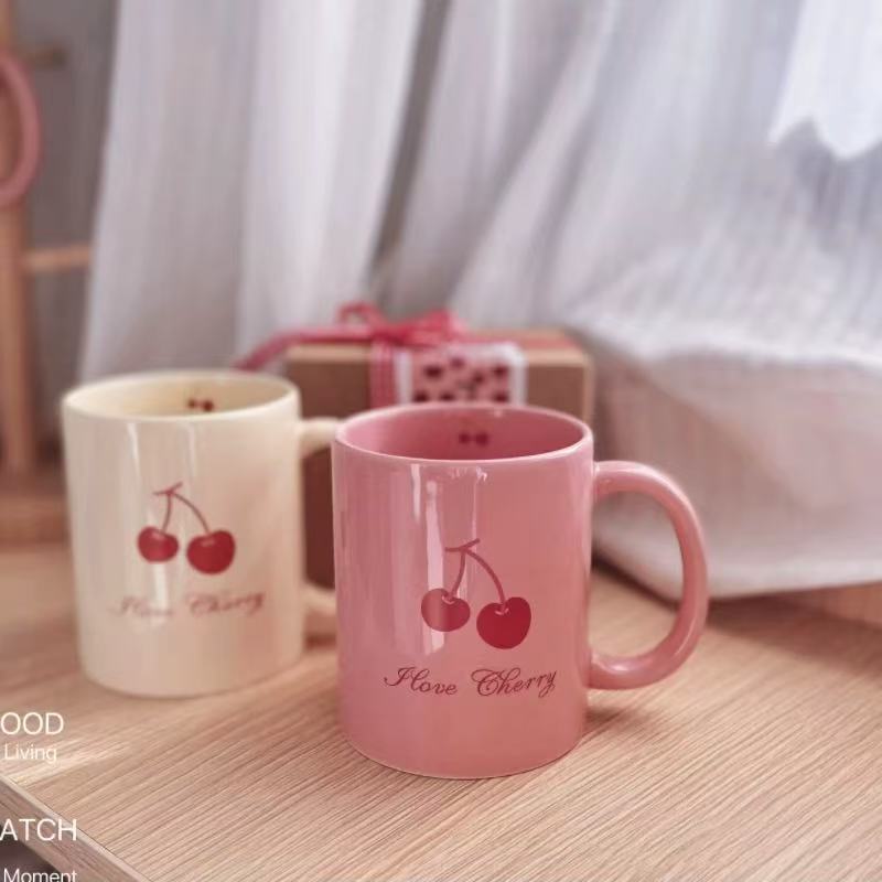 Original rosa de alto aspecto taza desayuno leche taza de café regalo de boda taza de agua de cerámica patrón impreso