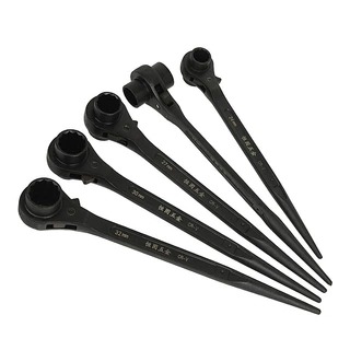 厂家定制黑色磷化尖尾棘轮扳手工业级双头双向套筒脚手架式直柄