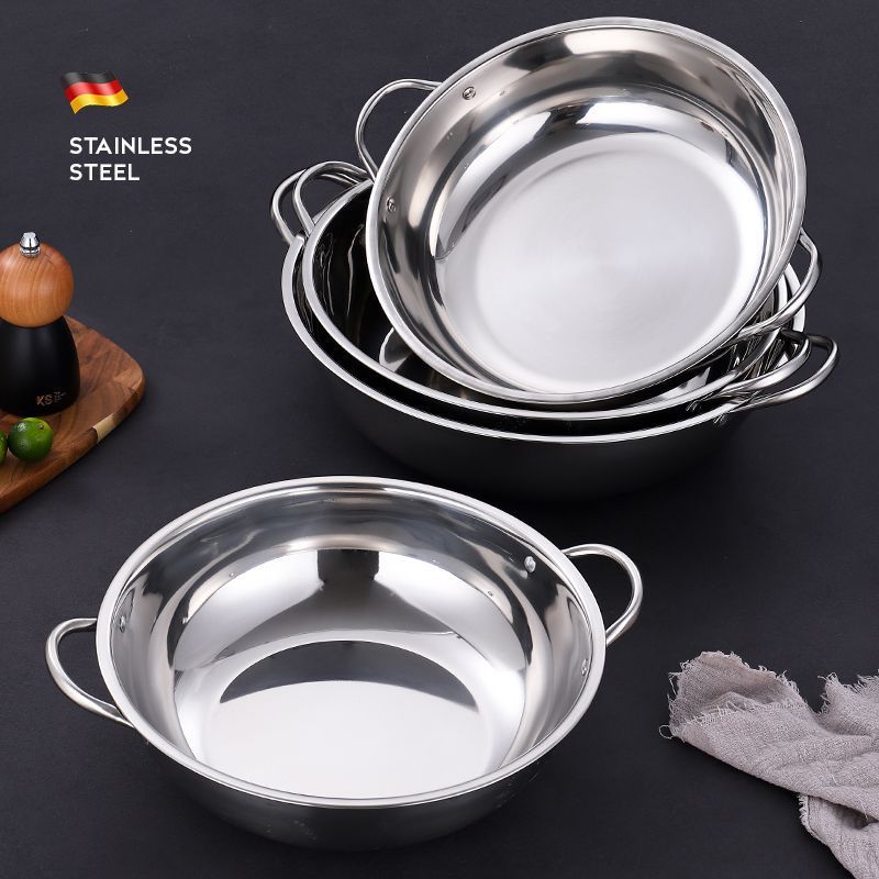 不锈钢火锅盆加厚商用家用双耳小肥羊清汤锅电磁炉专用24CM--40CM|undefined