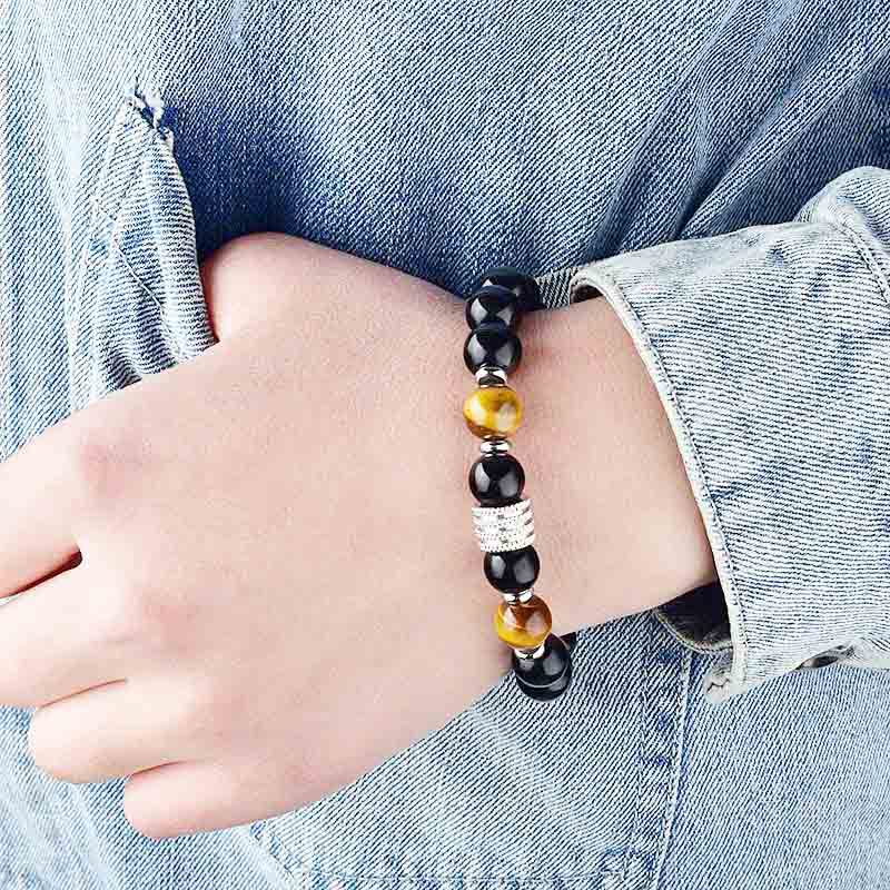 Stainless Steel A Goods Tiger Eye New Chinese Style Stone Quality Men's Bracelet Cross-border New Goods Jewelry