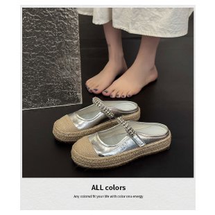 "Miao Lu" Luth mismo párrafo ~ Pantuflas de lino, mujer, ropa exterior de verano, malla, suela gruesa, cuña, sandalias de aumento interior