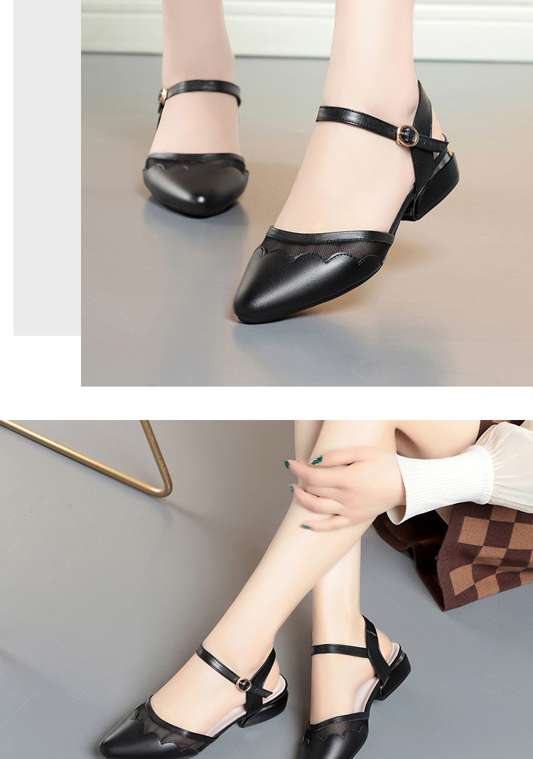 Sandal nữ quai ngang đế thô mùa hè dễ phối — Màu đen chi tiết 11