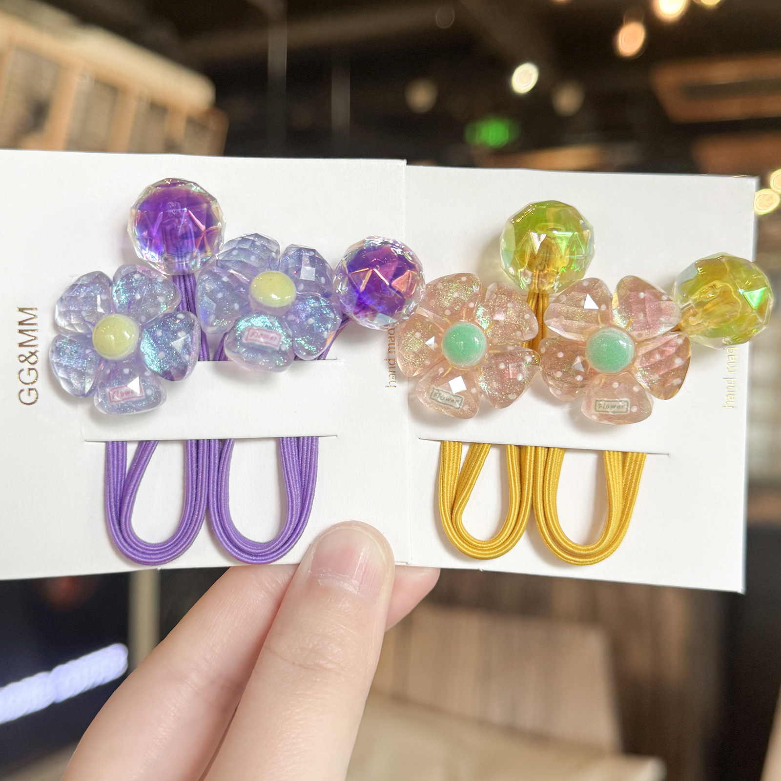 A168 flores de color cuerdas de cabello planas para el cabello de niños dibujos animados azúcar corazón anillo de cabello cuerda de cabeza cola de caballo adorable tocado de correa image 5