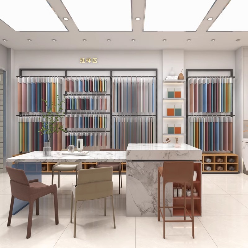 Cortina elevadora estante de exhibición tela doméstica muestra de tarjeta de color estante de exhibición tipo piso estante de exhibición de decoración