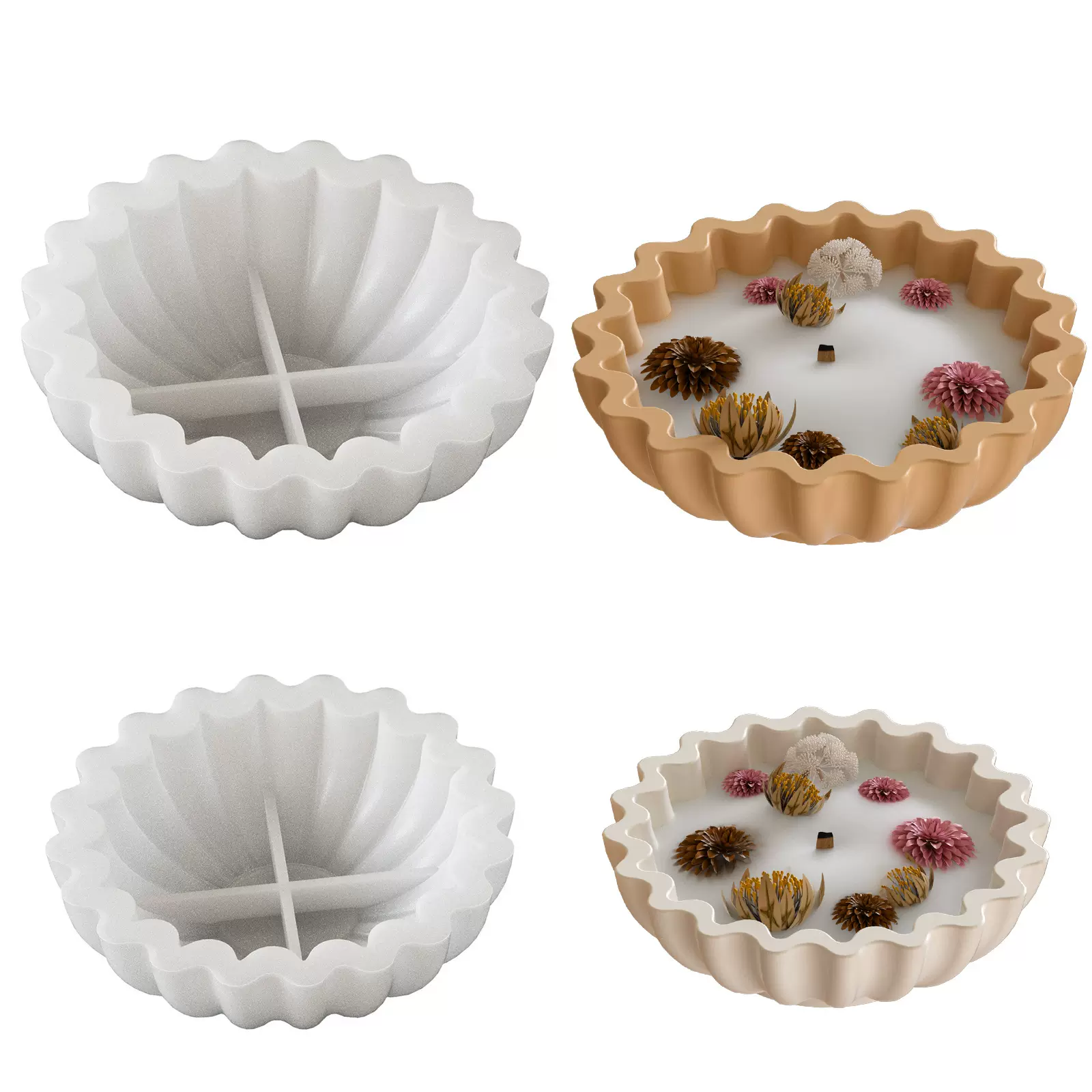 diy滴胶花边盘子硅胶模具 ins风石膏蜡烛碗硅胶模具厂家跨境批发