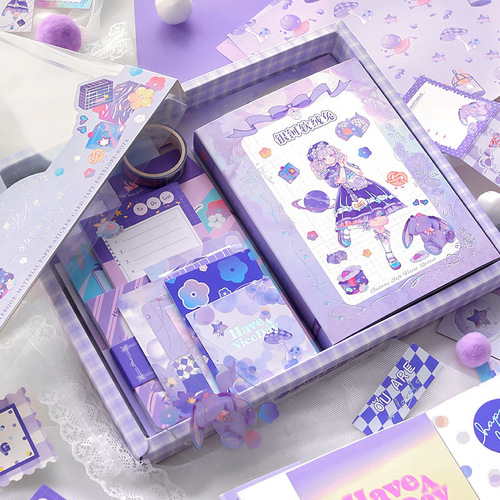 Student handbook gift box set cartoon color loose-leaf diary creative gift prize handbook material wholesale