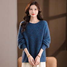 秋冬新款加厚套头羊毛衫女宽松慵懒风针织套头毛衣纯色女装打底衫
