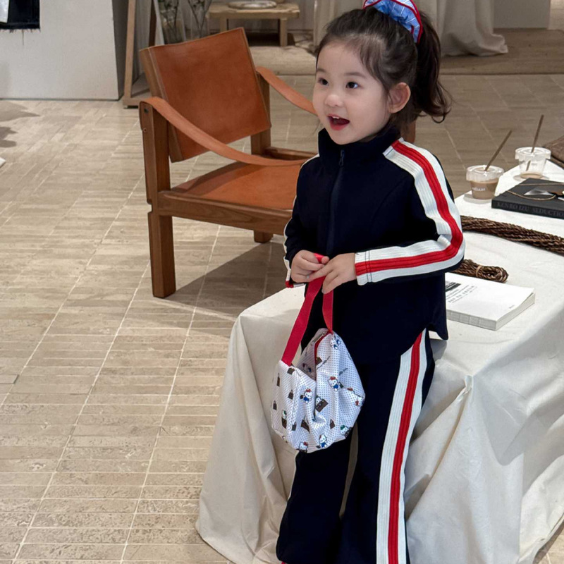 2025 Autumn New Children's Clothing Korean Style Children's Clothing Girls' Sports Style Casual Suit Jacket + Flared Pants