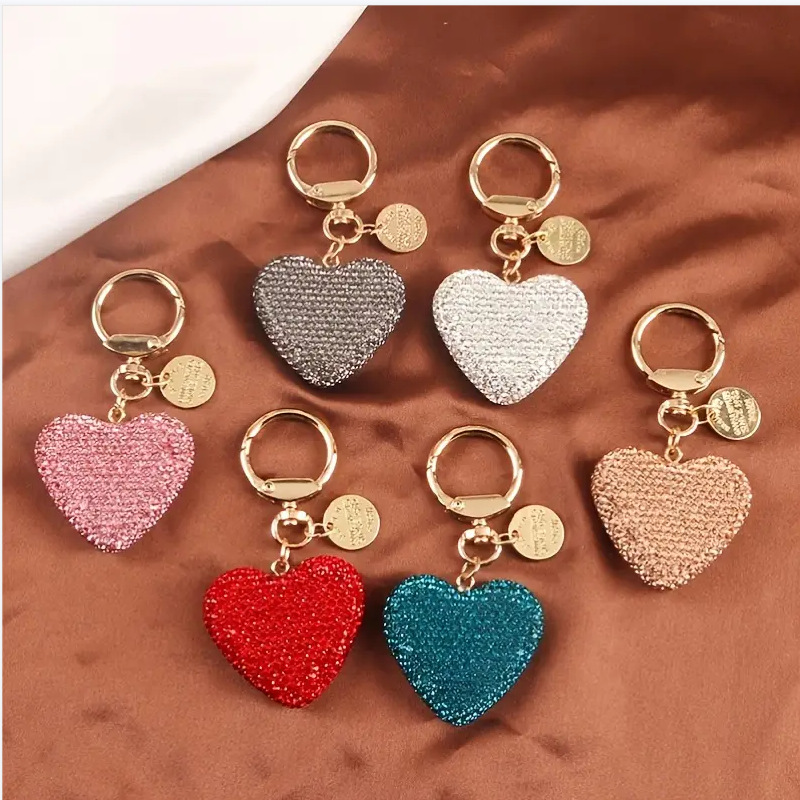 Korean Style Heart Shape Rhinestone Unisex Bag Pendant Keychain display picture 1