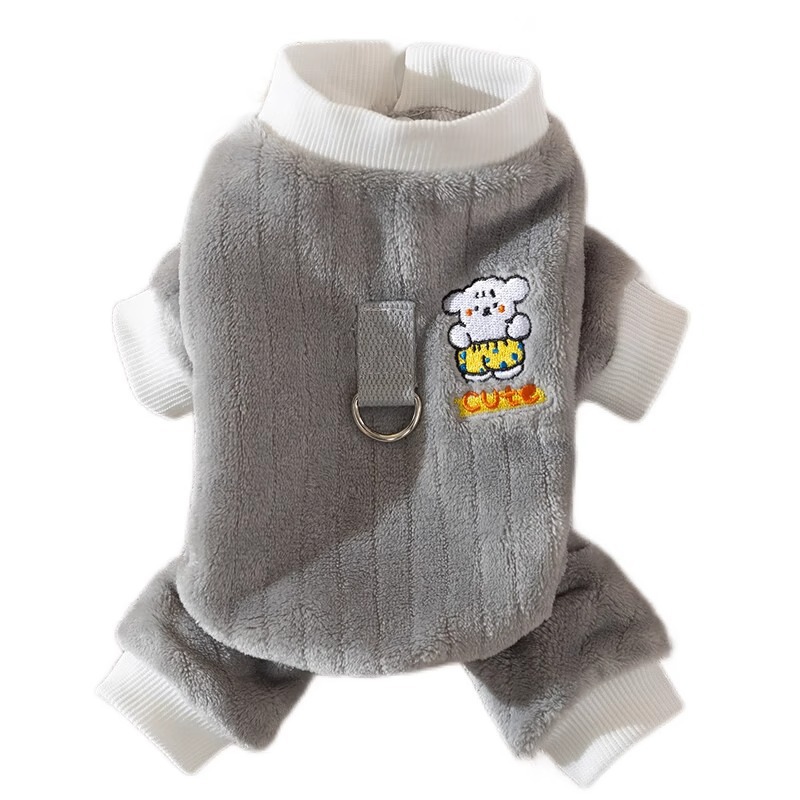 Otoño e Invierno Perro Japonés y Coreano lindo de dibujos animados de tracción de cuatro patas ropa de terciopelo gato caliente engrosada ropa de perro mascota