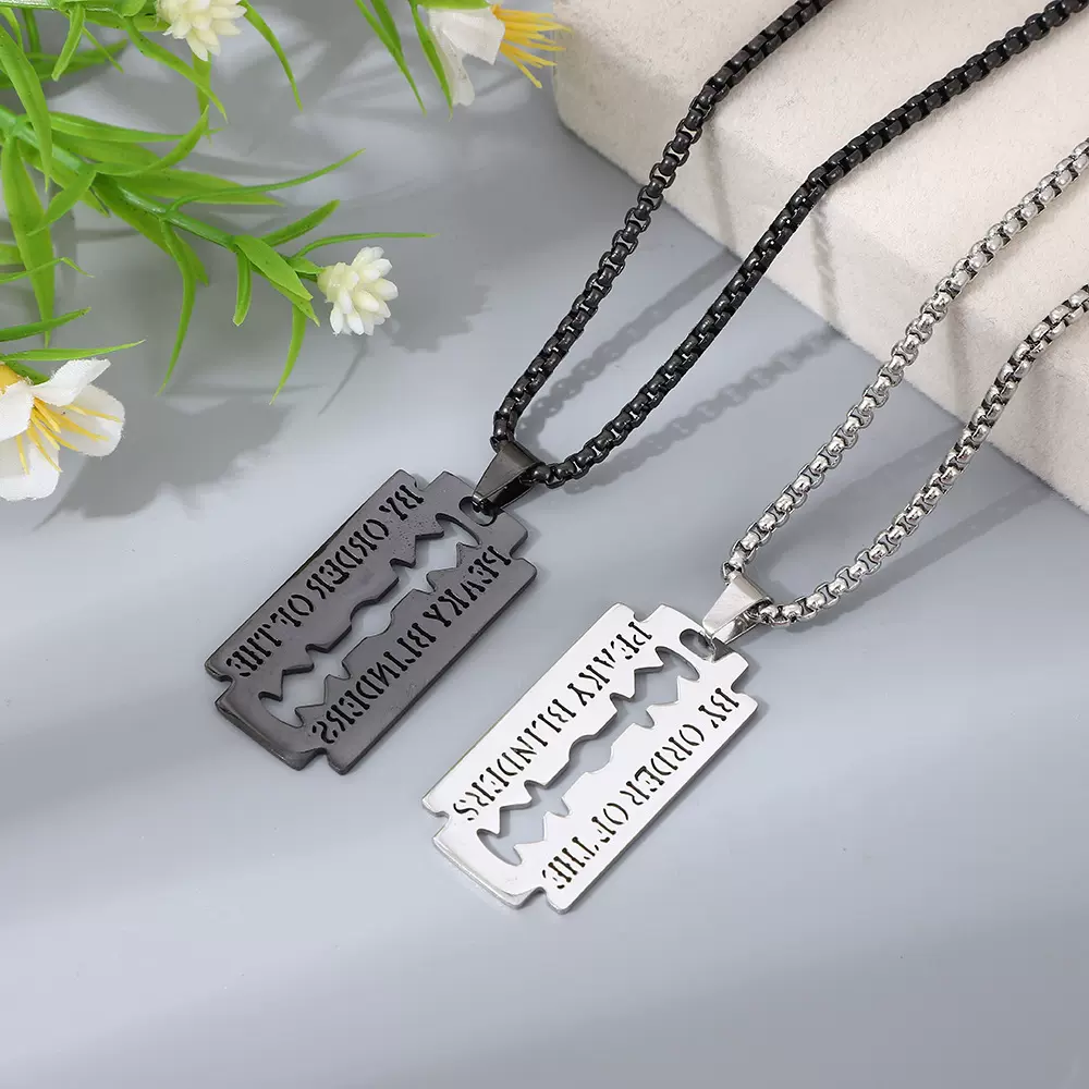 Peaky Blinders 剃刀刀片项链电影首饰不锈钢吊坠项链男士