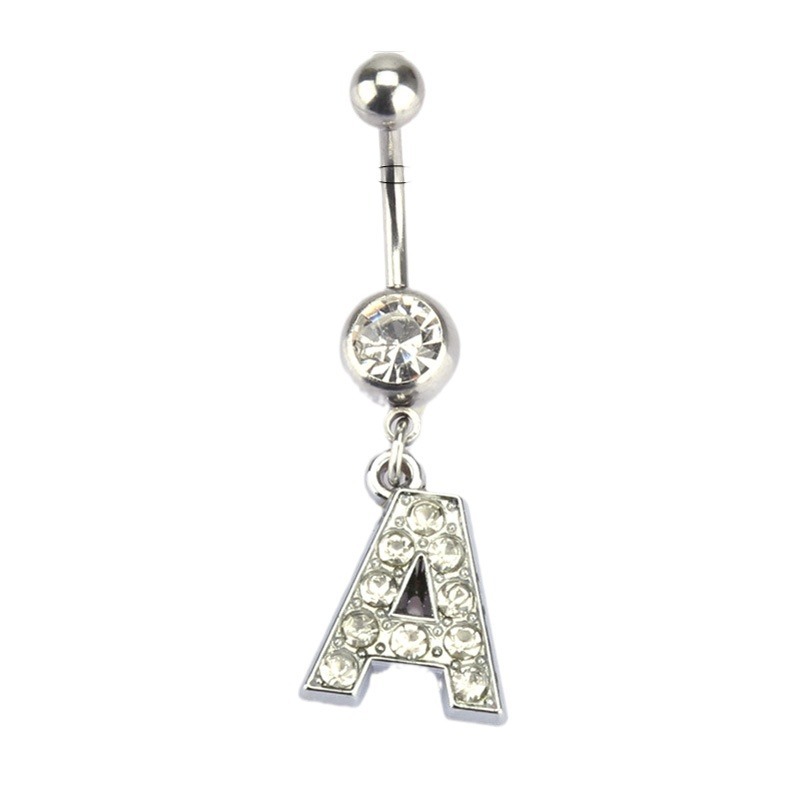 English Letter A- Z Anti-allergy Body Piercing Women's Jewelry Navel Nail Navel Ring AliExpress wish Hot Sale